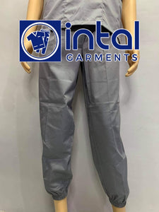SCRUB SUIT Medical Doctor Nurse Uniform SS01B Polycotton JOGGER PANTS by INTAL GARMENTS Color Light Grey - Black (Light Grey Pants)