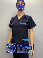 SCRUB SUIT Medical Doctor Nurse Uniform SS01B Polycotton JOGGER PANTS by INTAL GARMENTS Color Midnight Blue - Aqua Blue