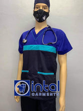 SCRUB SUIT Medical Doctor Nurse Uniform SS03B Polycotton JOGGER PANTS by INTAL GARMENTS Color Midnight Blue - Aqua Blue - Admiral Blue