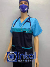 SCRUB SUIT Medical Doctor Nurse Uniform SS03B Polycotton JOGGER PANTS by INTAL GARMENTS Color Midnight Blue - Aqua Blue - Bleu De France