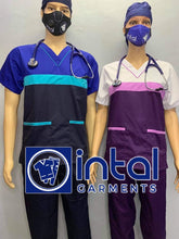 SCRUB SUIT Medical Doctor Nurse Uniform SS03B Polycotton JOGGER PANTS by INTAL GARMENTS Color Violet - Lilac - White