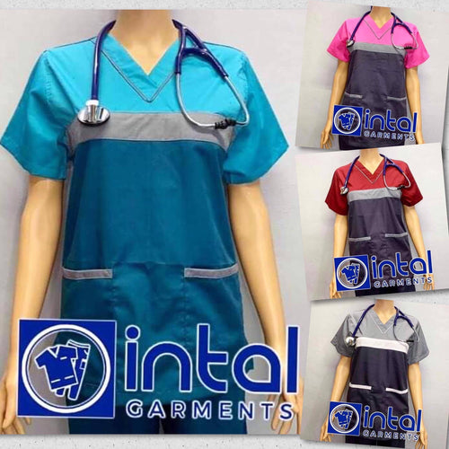 INTAL SCRUBSUIT 03B HIGH QUALITY Tricolor V-Neck Regular 4 Pocket Pants Unisex Scrubs
