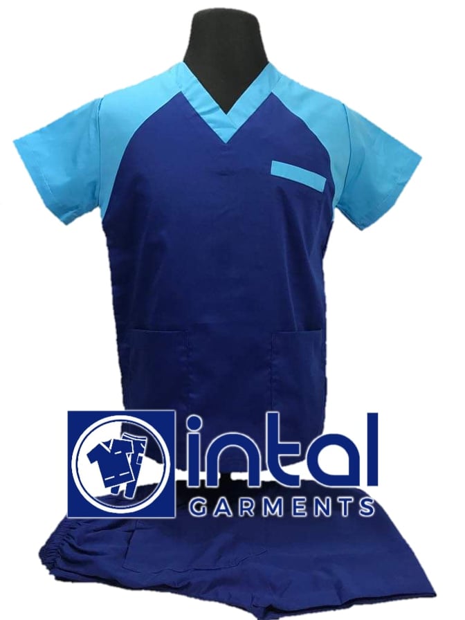 Buy IS Indosurgicals Royal Blue Polycotton Unisex Scrub Suit For