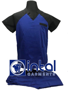 SCRUB SUIT High Quality SS_05 Polycotton by INTAL GARMENTS Color Admiral Blue - Black (Admiral Blue Pants)