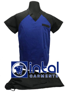 SCRUB SUIT High Quality SS_05 Polycotton by INTAL GARMENTS Color Admiral Blue - Black