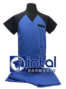SCRUB SUIT High Quality SS_05 Polycotton by INTAL GARMENTS Color Azure Blue - Midnight Blue (Azure Blue Pants)
