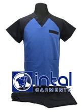 SCRUB SUIT High Quality SS_05 Polycotton by INTAL GARMENTS Color Azure Blue - Midnight Blue
