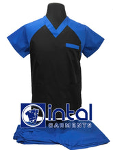 SCRUB SUIT High Quality SS_05 Polycotton by INTAL GARMENTS Color Black - Admiral Blue