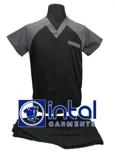 SCRUB SUIT High Quality SS_05 Polycotton by INTAL GARMENTS Color Black - Charcoal Grey