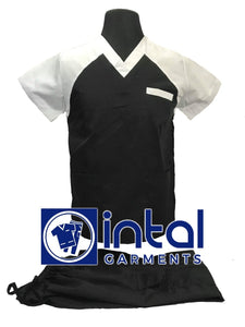 SCRUB SUIT High Quality SS_05 Polycotton by INTAL GARMENTS Color Black - White
