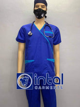 SCRUB SUIT Medical Doctor Nurse Uniform SS08B Polycotton JOGGER PANTS by INTAL GARMENTS Color Admiral Blue - Aqua Blue