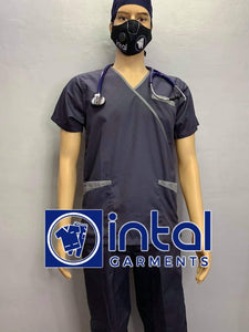 SCRUB SUIT Medical Doctor Nurse Uniform SS08B Polycotton JOGGER PANTS by INTAL GARMENTS Color Charcoal Grey - Light Grey