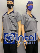 SCRUB SUIT Medical Doctor Nurse Uniform SS08B Polycotton JOGGER PANTS by INTAL GARMENTS Color Light Grey - Black Pants