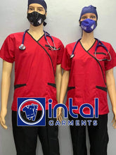 SCRUB SUIT Medical Doctor Nurse Uniform SS08B Polycotton JOGGER PANTS by INTAL GARMENTS Color Red - Black