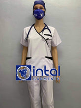 SCRUB SUIT Medical Doctor Nurse Uniform SS08B Polycotton JOGGER PANTS by INTAL GARMENTS Color White - Black