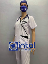 SCRUB SUIT Medical Doctor Nurse Uniform SS08B Polycotton JOGGER PANTS by INTAL GARMENTS Color White - Black
